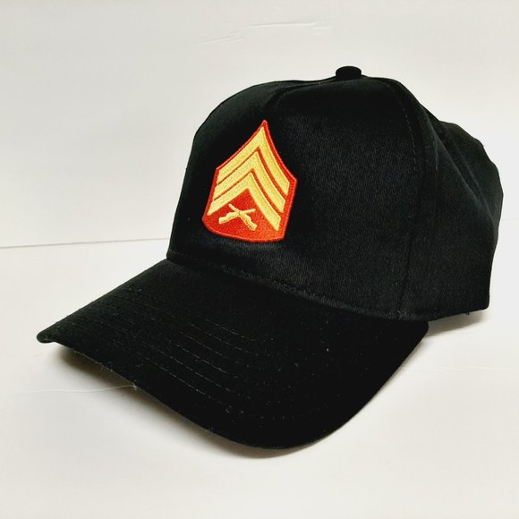 US Marine Corps Sergeant Men's Hat Ball Cap One Size Black 100% Cotton - Picture 2 of 4